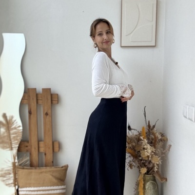 Saia plissada Malha canelada