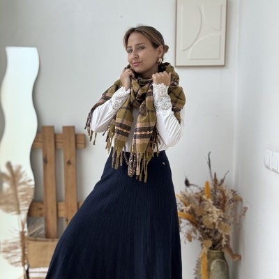 Saia plissada Malha canelada