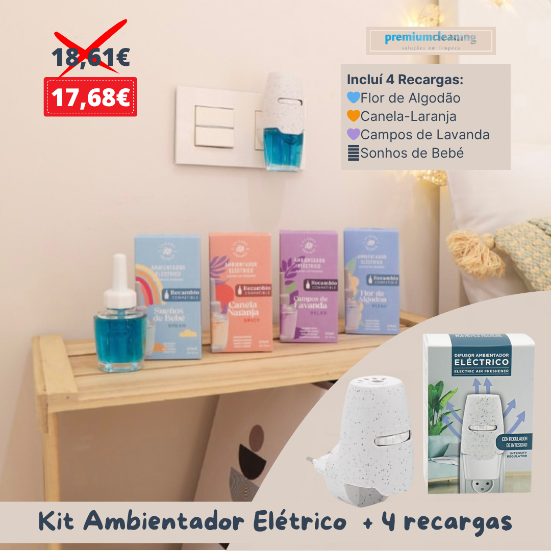 Kit Ambientador Elétrico + 4 recargas perfumadas Kit Ambientador Elétrico + 4 recargas perfumadas