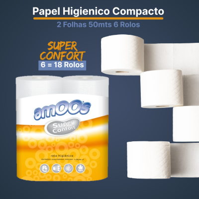 Papel Higienico Compacto 2Fls 50mts 6 Rolos