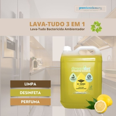Lava Tudo 3em1 Ecológico Limão 5L Bactericida Ambientador
