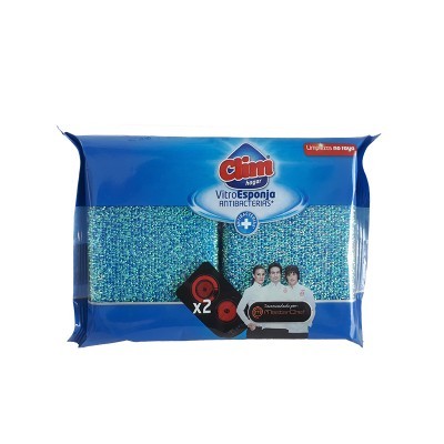 Esponjas VitroEsponja Antibacteriãs Glim embalagem azul com duas esponjas azuis