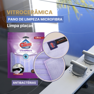 PANO P/VITROCERÂMICA MICROFIBRA ANTIBACTÉRIAS