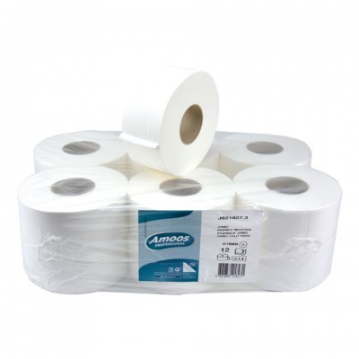 Papel Higiénico Industrial Jumbo 12 rolos x 375 Srv 75mts.