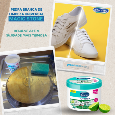 MAGIC STONE Pedra Branca de Limpeza Universal 550g |Esponja Incluída  |Dr.Beckmann