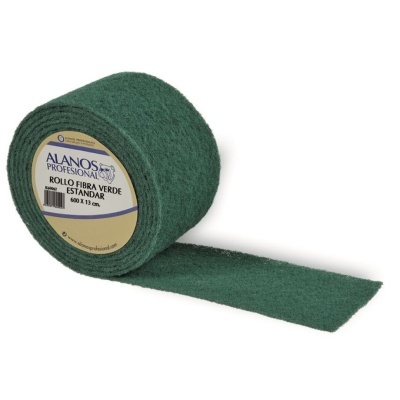 Rolo de fibra verde com rótulo Alanos Profesional