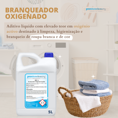 Branqueador Oxigenado Líquido 5L |Oxigénio activo para roupa branca e de cor