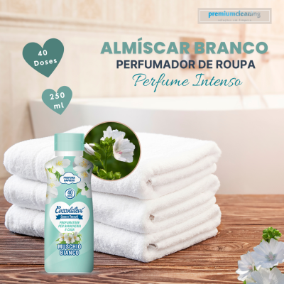 Almíscar Branco 250ml |Fragrância de lavandaria para máquina de roupa