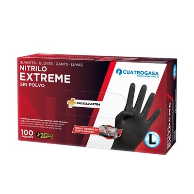 Luvas Desc. Nitrilo Preto sem pó Cx.100 TAM.L EXTREME