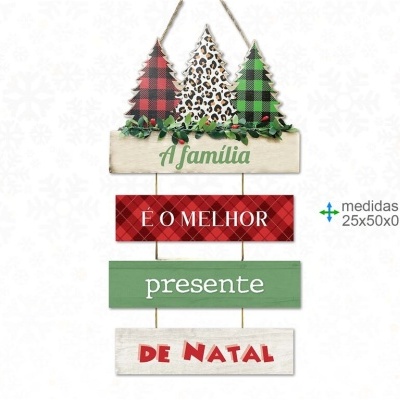 Placa parede "A família é o melhor presente de Natal"