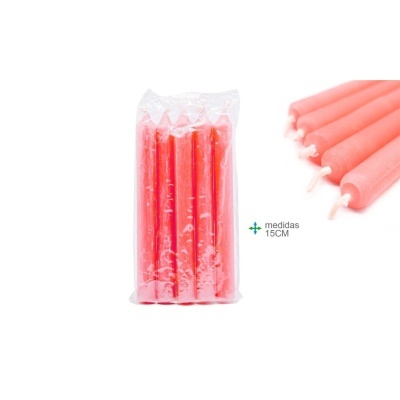 Pacote de velas vermelhas de 15 cm em saco transparente