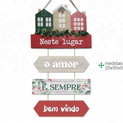 Placa parede "Neste lugar o amor é sempre bem vindo"