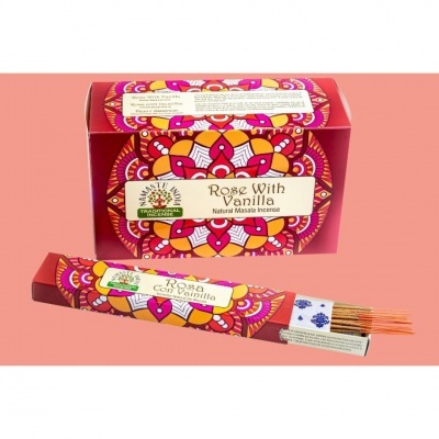 Incenso Natural Masala Rosa com Baunilha 15gr