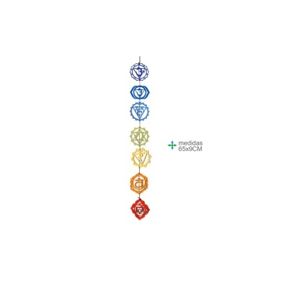 PENDENTE MADEIRA 7 CHAKRAS 65cm