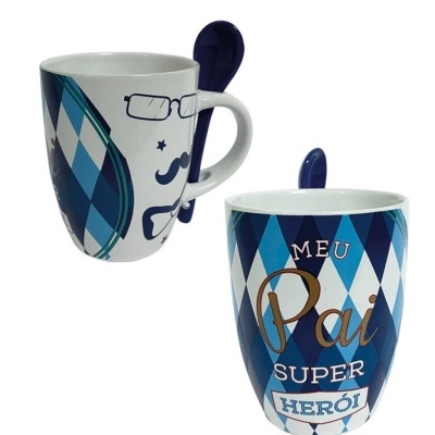 Caneca c/ colher "Meu Pai Super Herói"