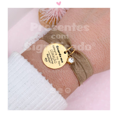 Pulseira elástica c/ medalha gravada