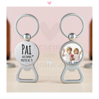 Abre-caricas de metal (frente e verso)