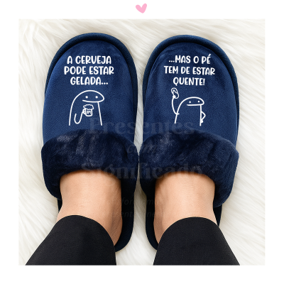 Chinelos de homem azul escuro c/ barra personalizados (sola borracha)