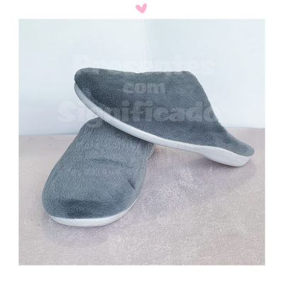 Chinelos de senhora cinzentos personalizados (sola borracha baixa)