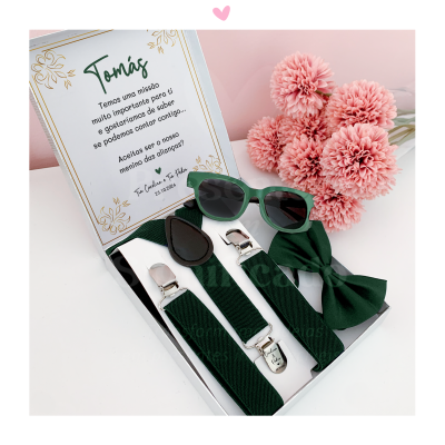 Gift box convite - Menino das alianças (verde)