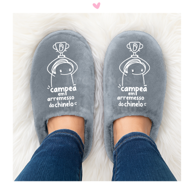 Chinelos de senhora cinzentos personalizados (sola borracha baixa)