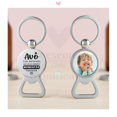 Abre-caricas de metal (frente e verso)