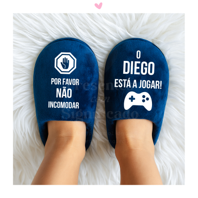 Chinelos de criança azuis personalizados