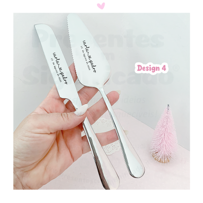 Conjunto de Pá e Faca para bolo (design 4)