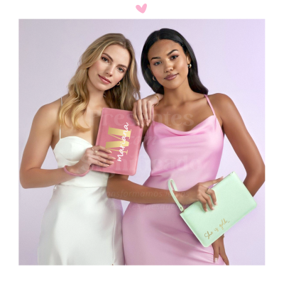 Pochete em pele sintética personalizada - Rosada