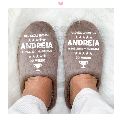 Chinelos de senhora cor taupe personalizados (sola borracha baixa)