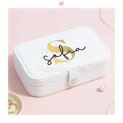 Guarda-jóias grande cor branco c/ brilhos