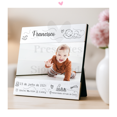 Moldura quadrada 13,5cm (dados de nascimento)