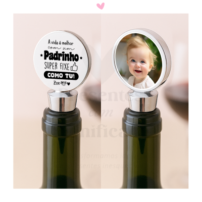 Rolha p/ garrafa em metal (frente e verso)