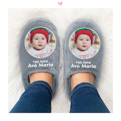 Chinelos de senhora cinzentos personalizados (sola borracha baixa)