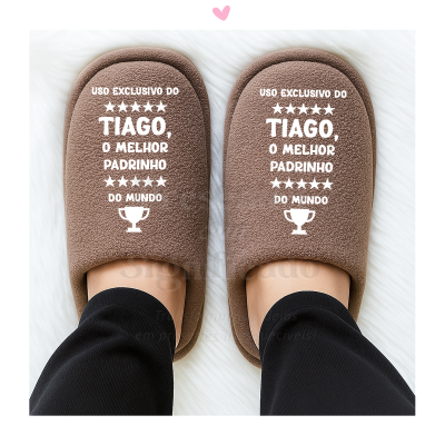 Chinelos de homem castanhos personalizados (sola borracha)