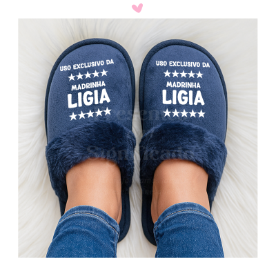 Chinelos de mulher azul escuro personalizados (sola EVA/espuma)