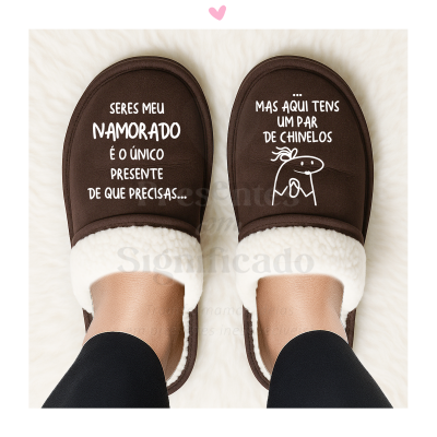 Chinelos "Serra da Estrela" castanhos personalizados (sola EVA/espuma)