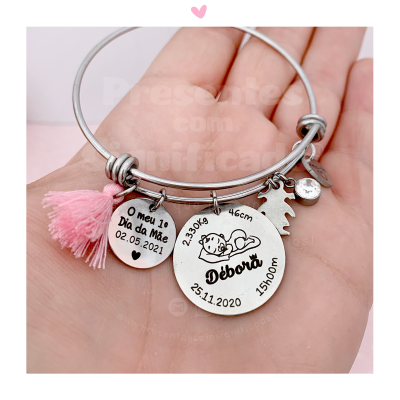 Escrava aço inox. c/ pendentes