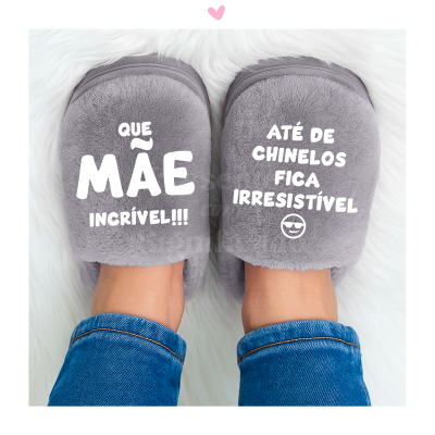 Chinelos de senhora cinzentos personalizados (ultra acolchoados - sola borracha alta)