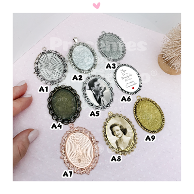 Medalhas p/ ramo de Noiva ovais grandes (abrir para ver todos os modelos)