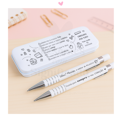 Estojo c/ caneta e lapiseira