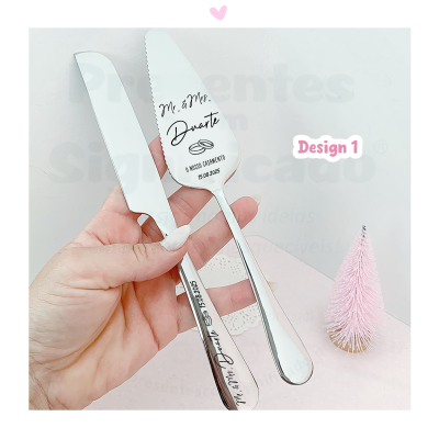 Conjunto de Pá e Faca para bolo (design 1)