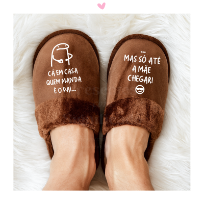 Chinelos de homem castanhos personalizados (sola borracha)