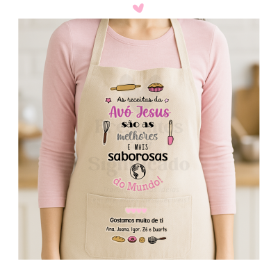 Avental algodão bege