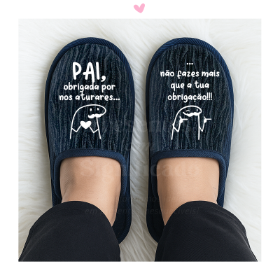 Chinelos de homem azul escuro personalizados (sola borracha)