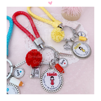 Porta-chaves fita tipo couro personalizado final das aulas