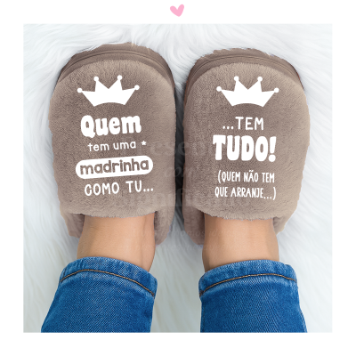 Chinelos de senhora cor taupe personalizados (ultra acolchoados - sola borracha alta)