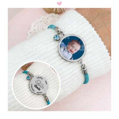 Pulseira foto e dados de nascimento