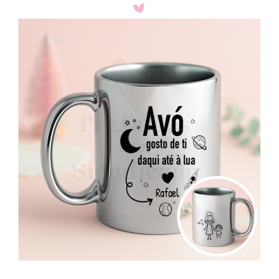 Caneca de cerâmica metalizada