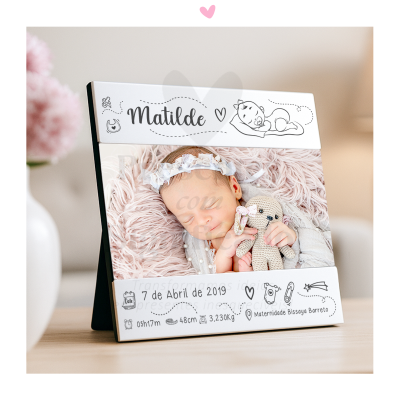 Moldura quadrada 13,5cm (dados de nascimento)